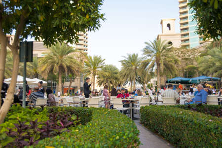 DUBAI, UAE - 7 MARCH, 2014: Modern skyscrapers in Dubai Marina, close up, in Dubai, UAE. Here is the tallest residential building in the world. March 7, 2014 Dubai, UAE.のeditorial素材