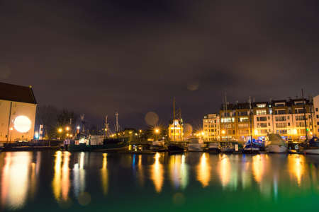 beautiful night streets of Gdanskの写真素材