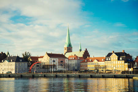 view of the city Helsingor in Denmarkの写真素材