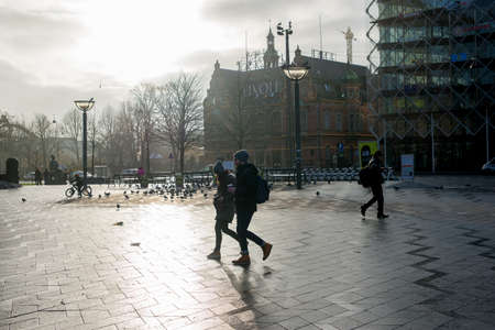 COPENHAGEN, DENMARK - 30 DECEMBER, 2014: People walk on a winter city before new year. December 30, 2014 Copenhagen, Denmark.のeditorial素材