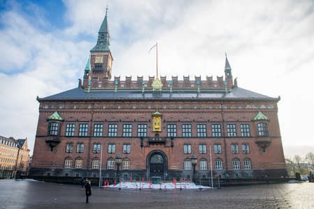 COPENHAGEN, DENMARK - 30 DECEMBER, 2014: The City Hall Square is a public square in the centre of Copenhagen, Denmark.  It is a popular venue for a variety of events, celebrations and demonstrations. December 30, 2014 Copenhagen, Denmark.のeditorial素材