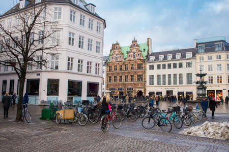 COPENHAGEN, DENMARK - 30 DECEMBER, 2014:Parking for bicycles. Copenhagen is one of the cities in the world of cycling. December 30, 2014 Copenhagen, Denmark.のeditorial素材