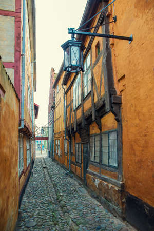 the narrow streets of the old townの写真素材