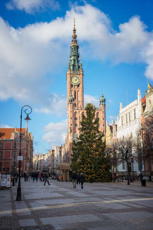 GDANSK, POLAND - 4 JANUARY, 2015: The beautiful architecture of the old town. 4 January 2015, Gdansk, Poland.のeditorial素材