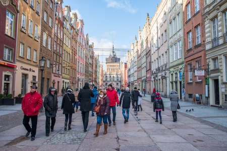GDANSK, POLAND - 4 JANUARY, 2015: The beautiful architecture of the old town. 4 January 2015, Gdansk, Poland.のeditorial素材