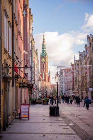 GDANSK, POLAND - 4 JANUARY, 2015: The beautiful architecture of the old town. 4 January 2015, Gdansk, Poland.のeditorial素材