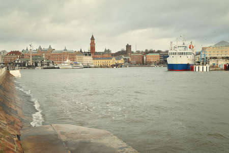 HELSINGBORG, SWEDEN - JANUARY 3, 2015: Sightseeing the port in Helsingborg.  A city in south western Sweden, located in front of the Danish Helsingor. January 3, 2015. Helsingborg, Sweden.のeditorial素材