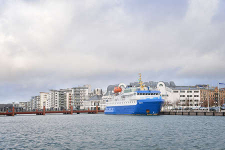 HELSINGBORG, SWEDEN - JANUARY 3, 2015: Sightseeing the port in Helsingborg.  A city in south western Sweden, located in front of the Danish Helsingor. January 3, 2015. Helsingborg, Sweden.のeditorial素材