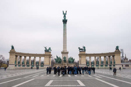 BUDAPEST, HUNGARY - MARCH 13, 2015: Heroes' Square is one of the major squares in Budapest, Hungary. March 13, 2015. Budapest, Hungaryのeditorial素材