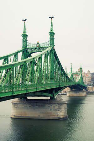 Liberty Bridge at day in Budapestの写真素材