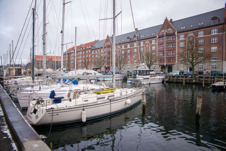 COPENHAGEN, DENMARK - 30 DECEMBER, 2014: Christianshavn is a neighbourhood located in Copenhagen, Denmark. It was founded in the early 17th century by Christian IV. December 30, 2014 Copenhagen, Denmark.のeditorial素材
