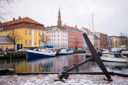 COPENHAGEN, DENMARK - 30 DECEMBER, 2014: Christianshavn is a neighbourhood located in Copenhagen, Denmark. It was founded in the early 17th century by Christian IV. December 30, 2014 Copenhagen, Denmark.のeditorial素材