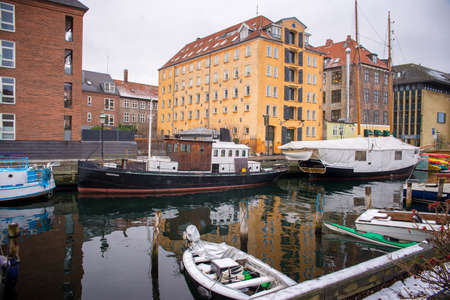 COPENHAGEN, DENMARK - 30 DECEMBER, 2014: Christianshavn is a neighbourhood located in Copenhagen, Denmark. It was founded in the early 17th century by Christian IV. December 30, 2014 Copenhagen, Denmark.のeditorial素材