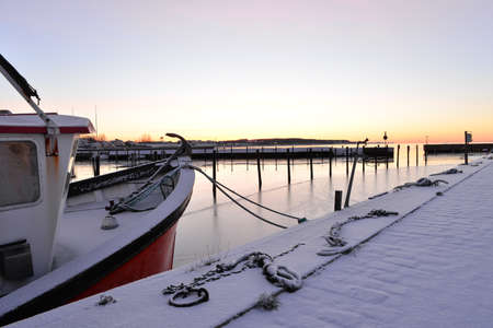 fishing vessels stand in the harbor in Swedenの写真素材