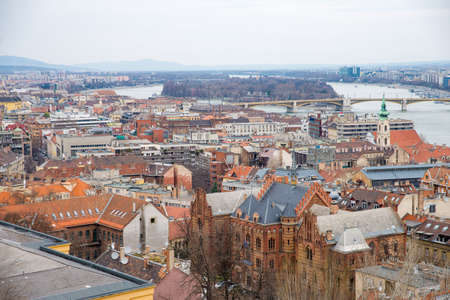 top view of the Margaret Island in Hungaryの写真素材