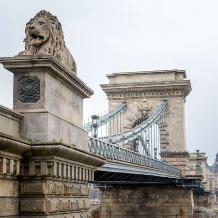 Chain Bridge at day in Budapest in Hungaryの写真素材