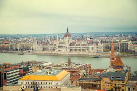 Hungarian Parliament Building  in Budapest at dayの写真素材