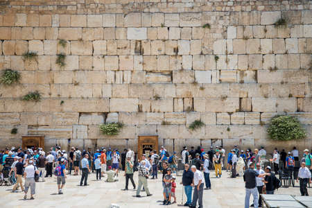 JERUSALEM, ISRAEL - JUNE 1, 2015: The Western Wall, Wailing Wall or Kotel. One of the most important religious shrines. June 1, 2015. Jerusalem, Israel.のeditorial素材