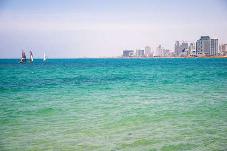 view of the modern Tel Aviv from old cityの写真素材