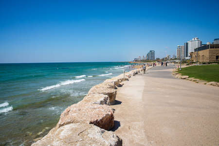 view from the shore to the modern district of Tel Aviv