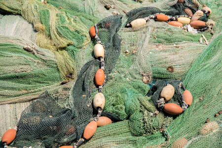 old dirty green fishing net