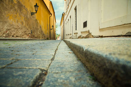narrow old street in Pragueの写真素材