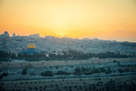 View of Jerusalem and Dome of the Rock, Israelの写真素材