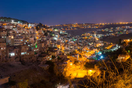 view from the height on the night of Jerusalemの写真素材