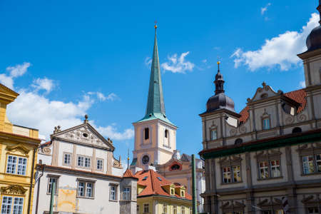old windows and walls of buildings in Prague