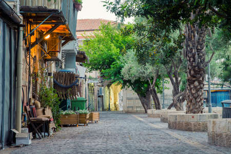 courtyard in the old city of Jerusalem in the eveningの写真素材