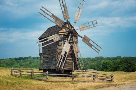 old wooden windmill in Kievの写真素材