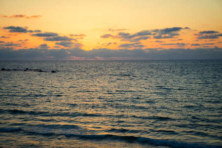 beautiful sunset over the Mediterranean Sea in Tel Avivの写真素材