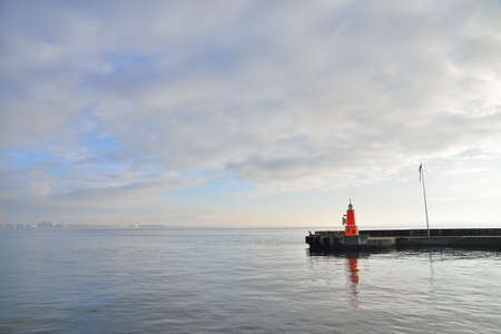 lighthouse on the coast in Denmarkの写真素材