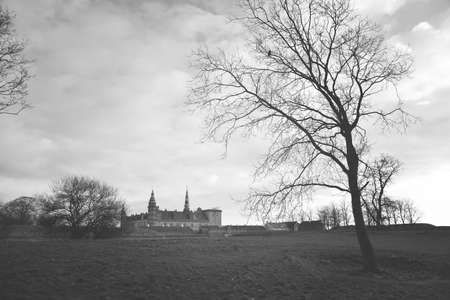 ancient castle on the beach in Helsingorの写真素材