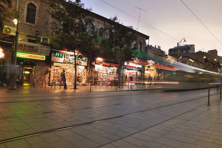 JERUSALEM, ISRAEL - JUNE 1, 2015: Jaffa Road is one of the longest and oldest major streets in Jerusalem. June 1, 2015. Jerusalem, Israel.のeditorial素材
