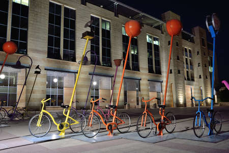 JERUSALEM, ISRAEL - JUNE 2, 2015: Colorful bikes exposition in the City