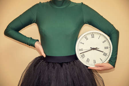 Clock in handsの写真素材