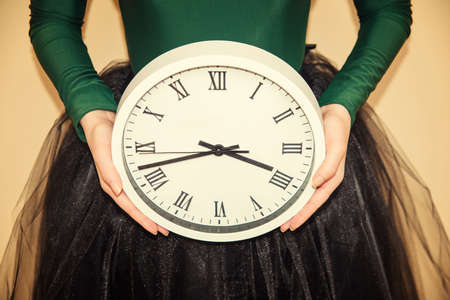 clock in handsの写真素材