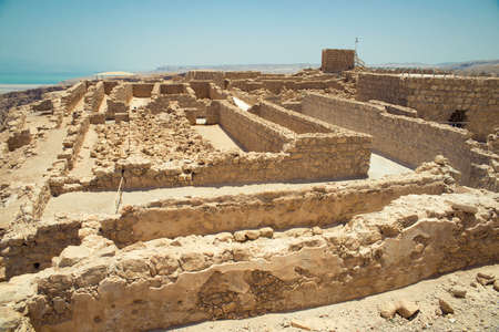 Masada - ancient fortress in the south-west coast of the Dead Sea in Israel.の写真素材