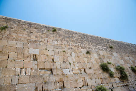 Western Wall against the blue skyの写真素材