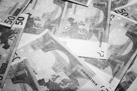 background of euros in black and white