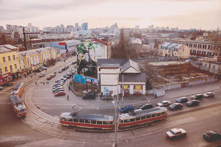 Top view of the streets of Kievのeditorial素材