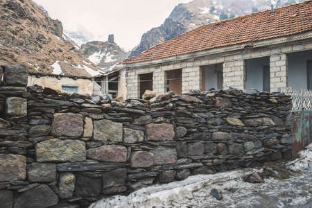 Stepantsminda village in the mountainsの写真素材