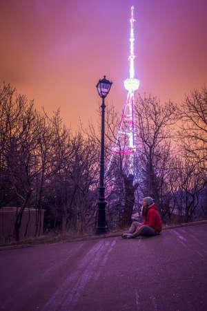 Tbilisi tower at nightの写真素材