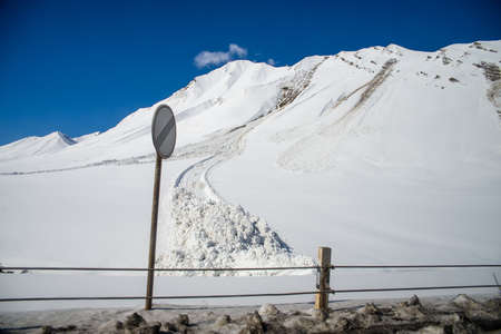 avalanche  in the Caucasian mountains
