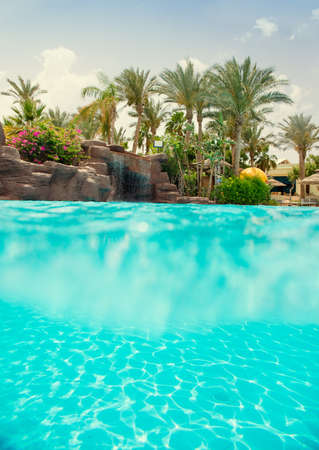 swimming pool with waterfall