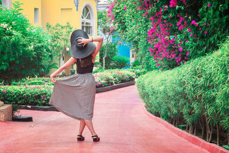 Happy girl in parkの写真素材