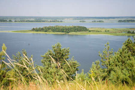 View of the island on the Dnieper River from a height