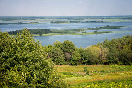 view of the island on the Dnieper River from a height
