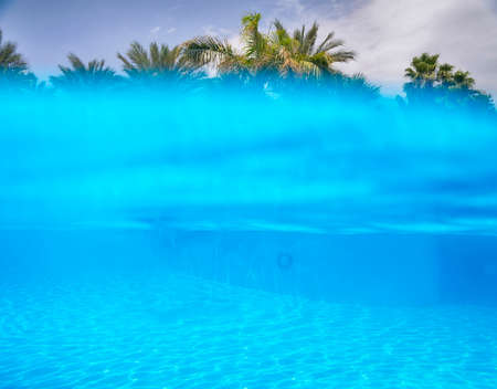 nice view of the swimming pool with waterfall
